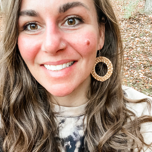 Bohemian Bamboo Woven Earrings - Round