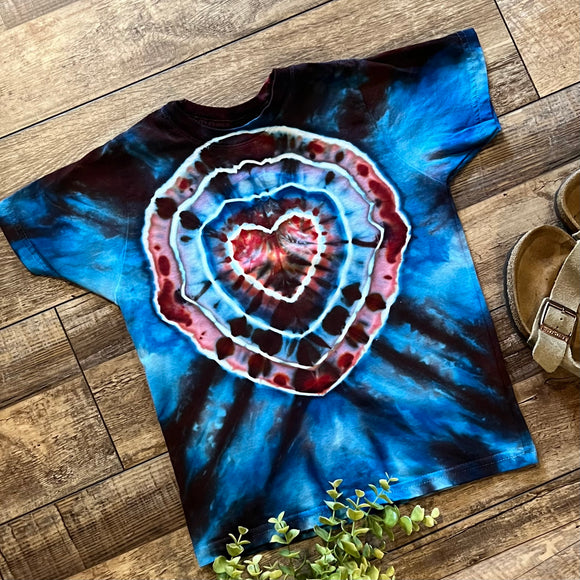 Hand Tie Dye Adult Unisex T-Shirt - RWB Heart