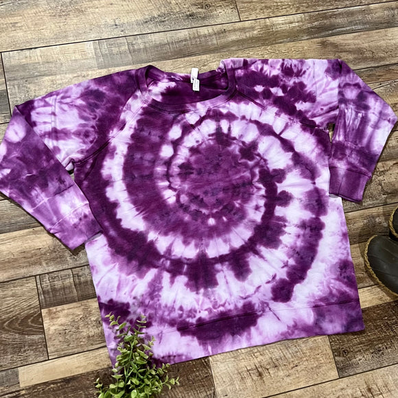Hand Tie Dyed Women’s Lightweight Crew | Purple Swirl