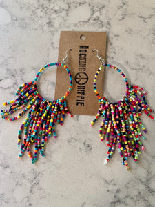 Bohemian Seed Bead Earrings - Rainbow