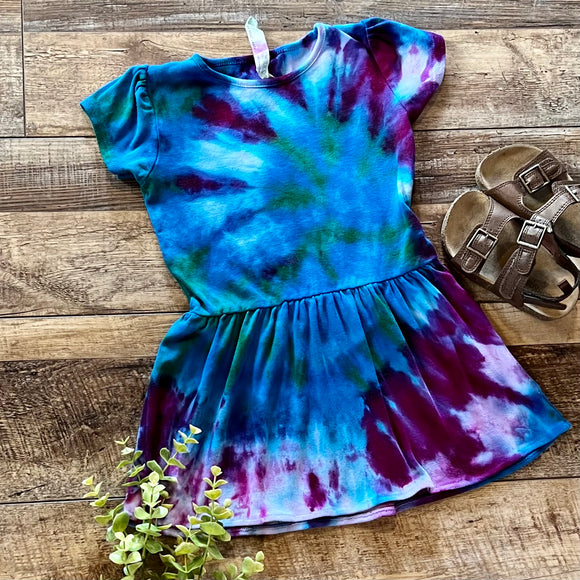 Hand Tie Dyed Toddler Dress - 2T